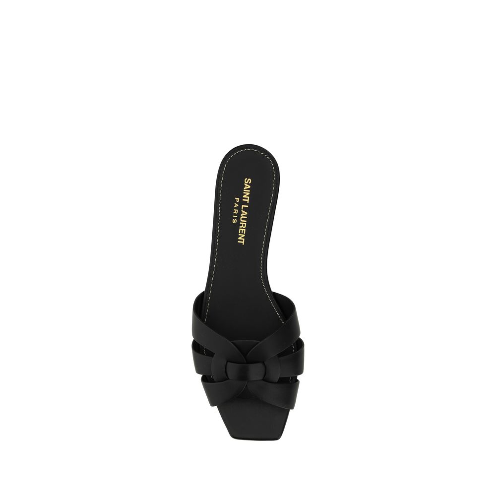 Saint Laurent Schwarze Kalbsleder Bos Taurus Riemchensandalen