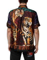 Dolce & Gabbana Veelkleurig Zijden Hawaiiaans T-shirt met Tijgerprint