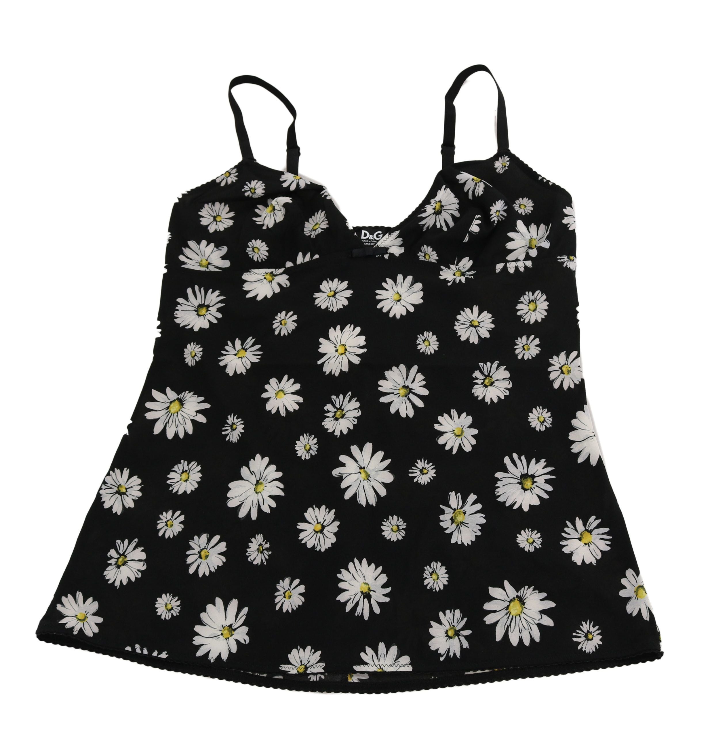 Dolce & Gabbana schwarzes Unterkleid mit Gänseblümchenmuster