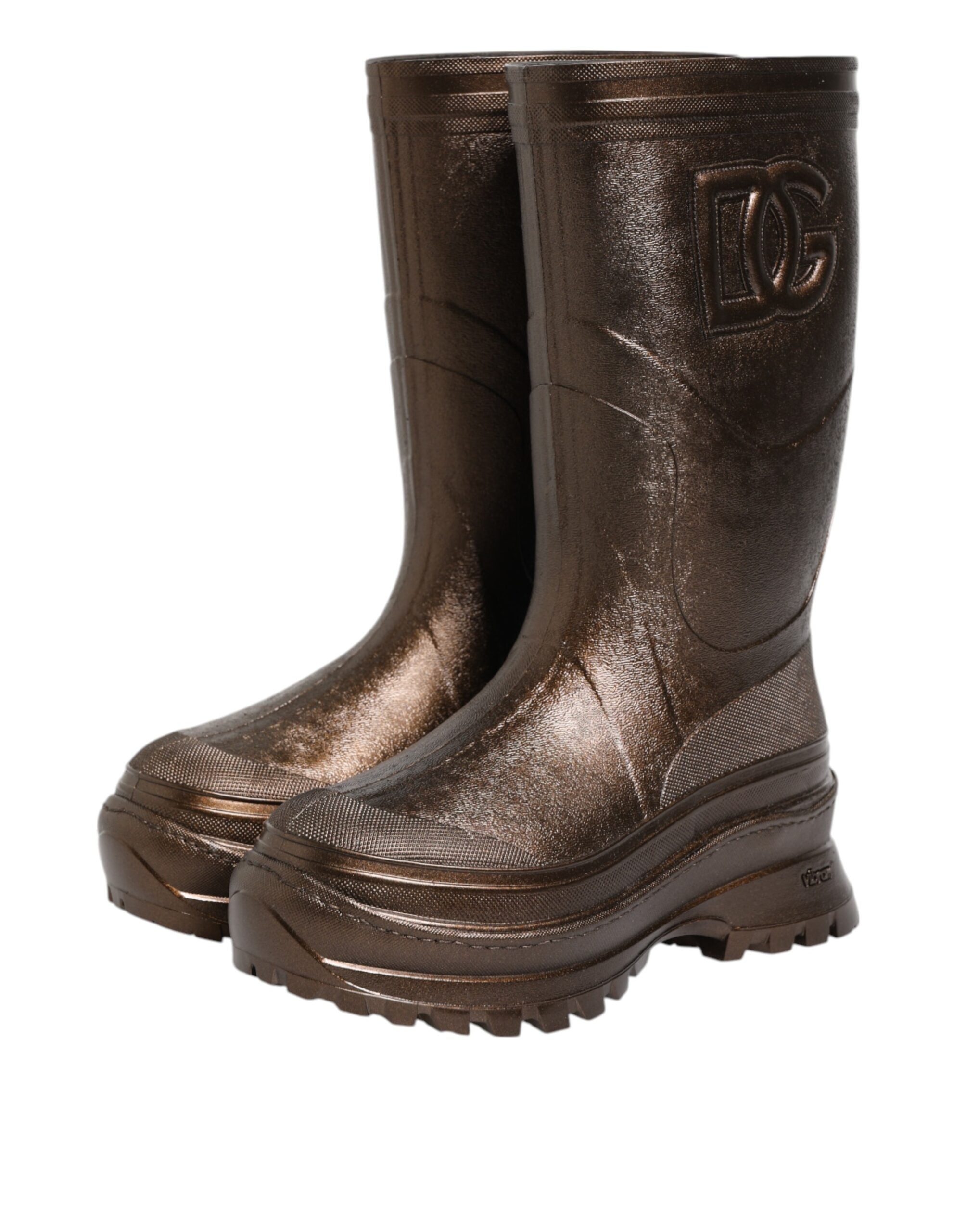 Dolce & Gabbana Metallic Bronze Pull On Regenlaarzen Schoenen
