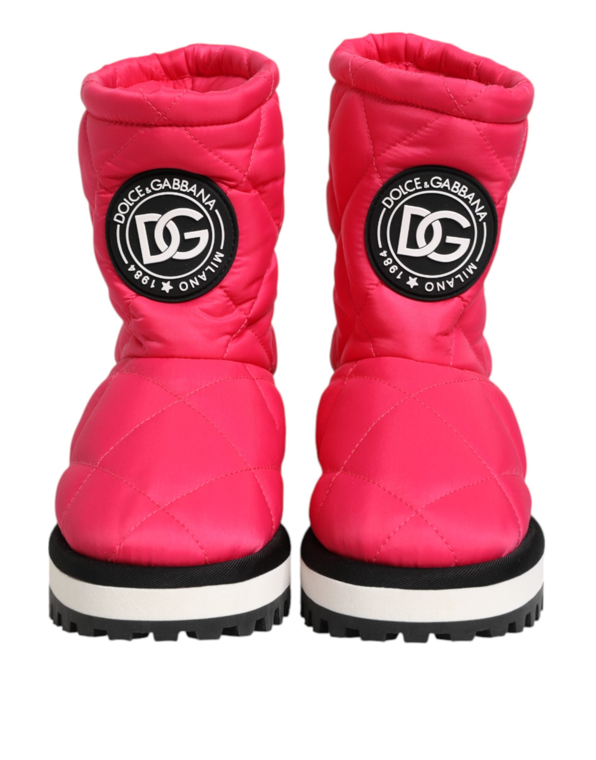 Dolce & Gabbana Pink Weiß Viskose Gepolstert Wadenhohe Stiefel Schuhe