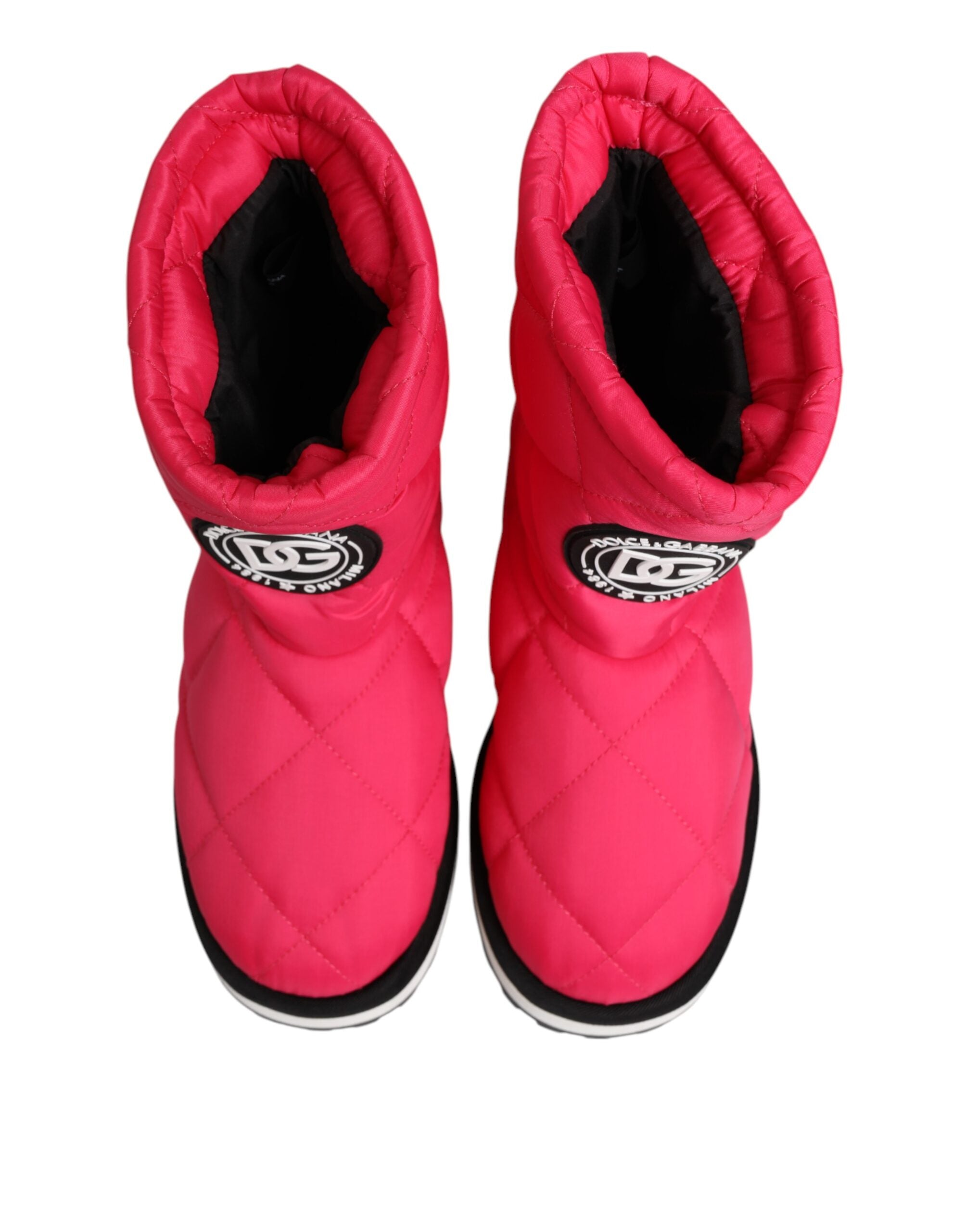 Dolce & Gabbana Pink Weiß Viskose Gepolstert Wadenhohe Stiefel Schuhe