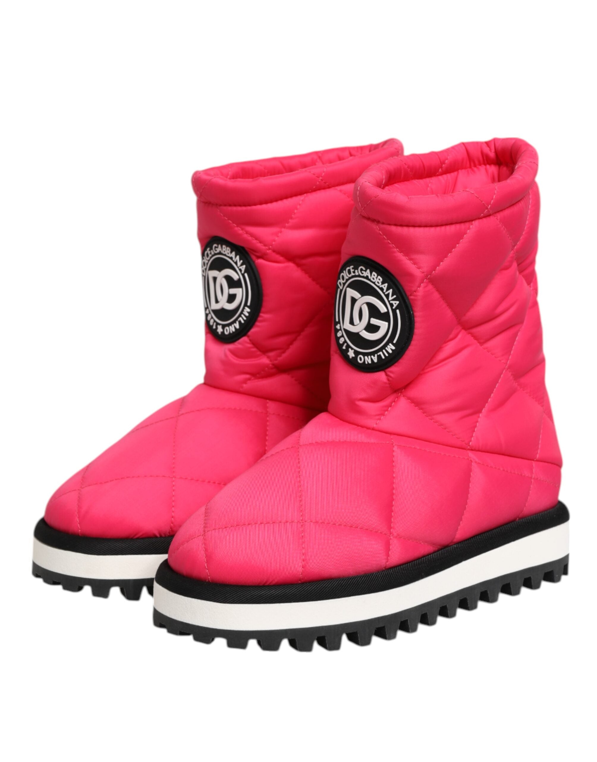 Dolce & Gabbana Pink Weiß Viskose Gepolstert Wadenhohe Stiefel Schuhe
