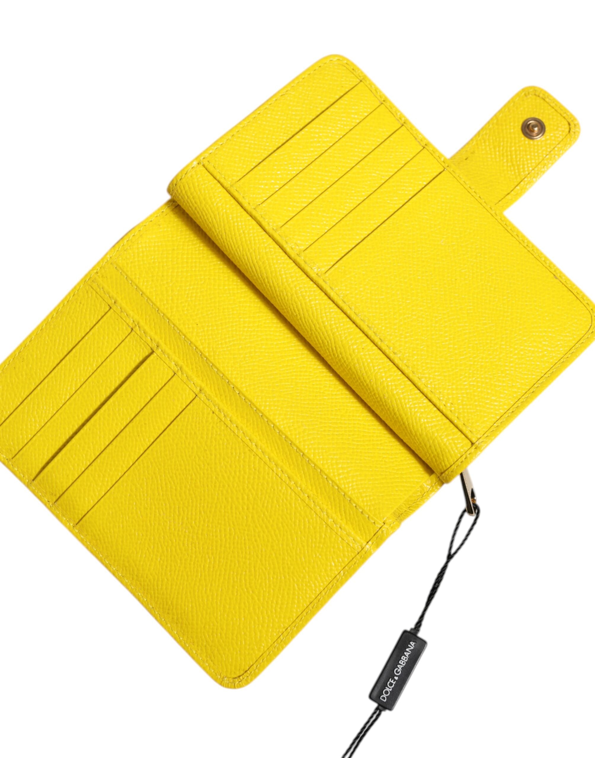 Dolce & Gabbana Gele Leren Bifold Continentale Clutch Portemonnee