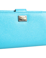 Dolce & Gabbana Light Blue Leren Bifold Continentale Clutch Portemonnee