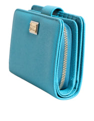 Dolce & Gabbana Light Blue Leren Bifold Continentale Clutch Portemonnee