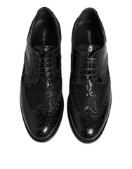 Dolce & Gabbana Schwarzes Leder Blumen-Spitzenkleid Formelle Schuhe
