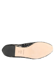 Dolce & Gabbana Zwarte Taormina Kanten Kristallen Platte Schoenen