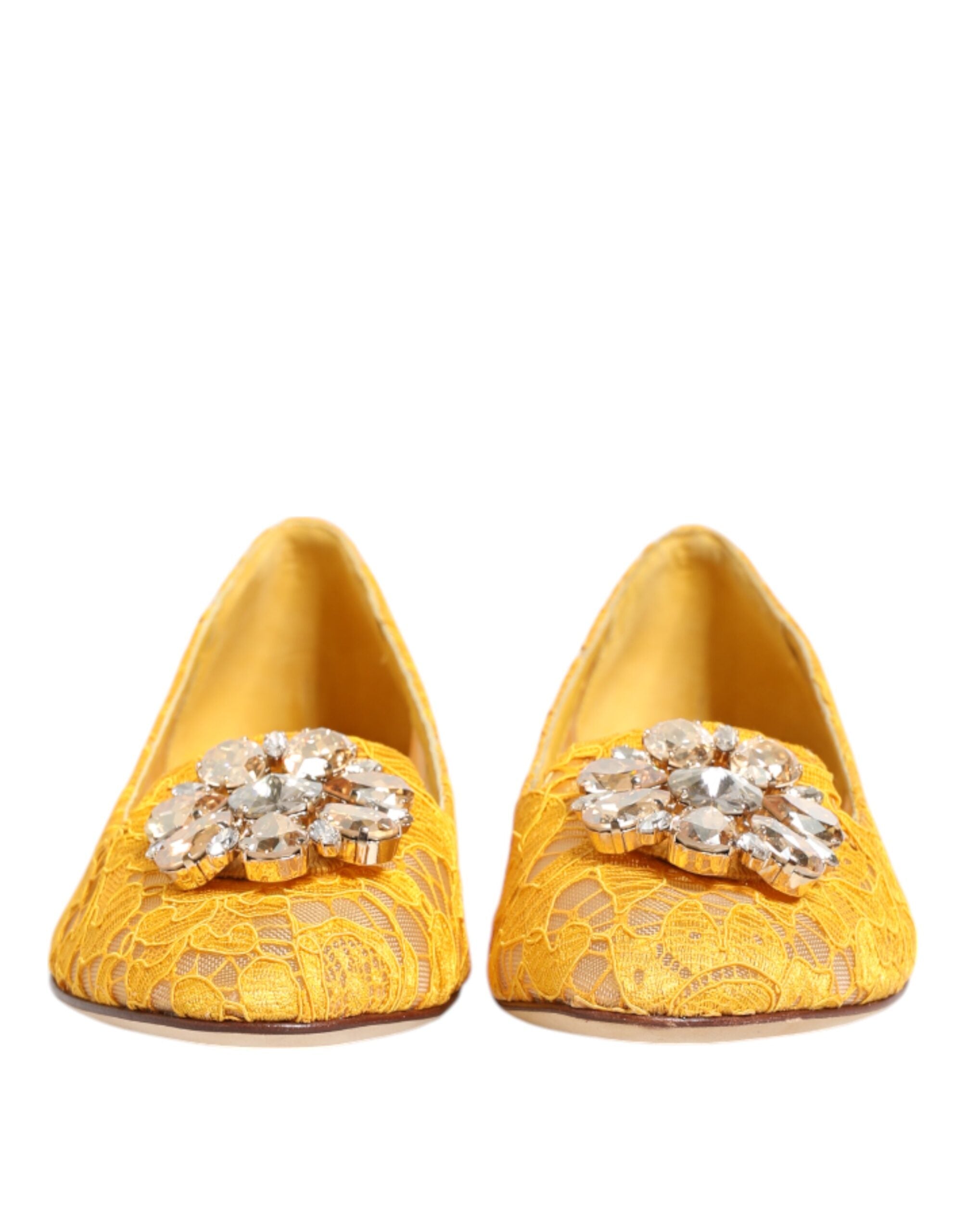 Dolce & Gabbana Gelbe Taormina Spitze Kristalle Ballerinas