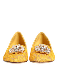 Dolce & Gabbana Gelbe Taormina Spitze Kristalle Ballerinas