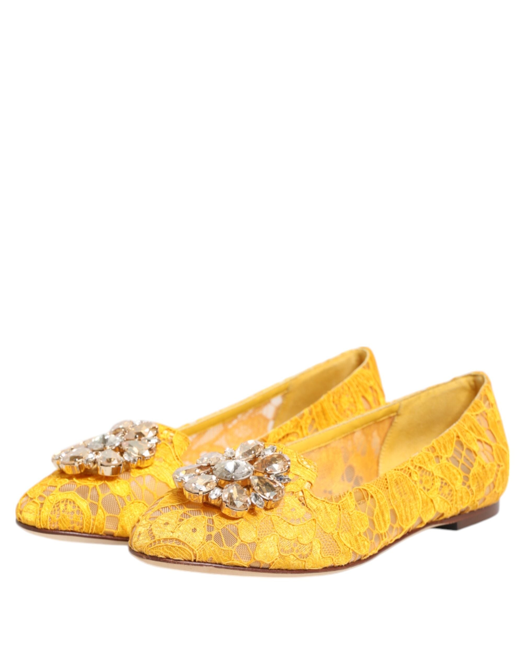 Dolce & Gabbana Gelbe Taormina Spitze Kristalle Ballerinas