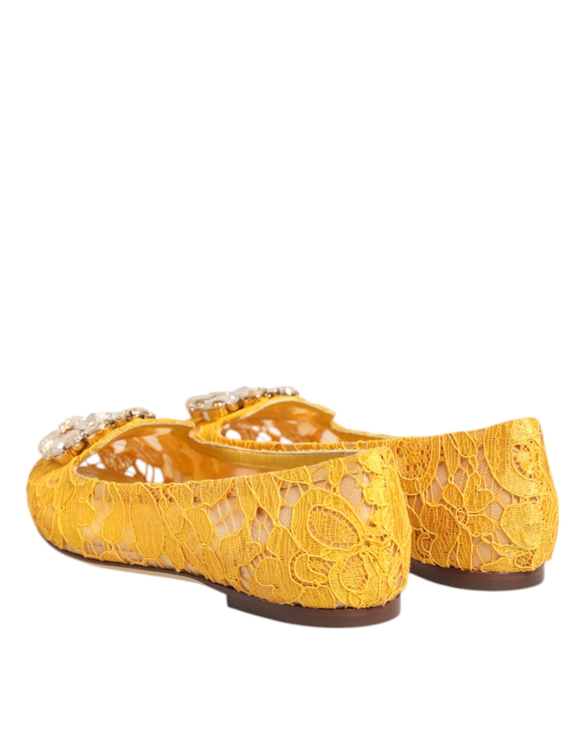 Dolce & Gabbana Gelbe Taormina Spitze Kristalle Ballerinas