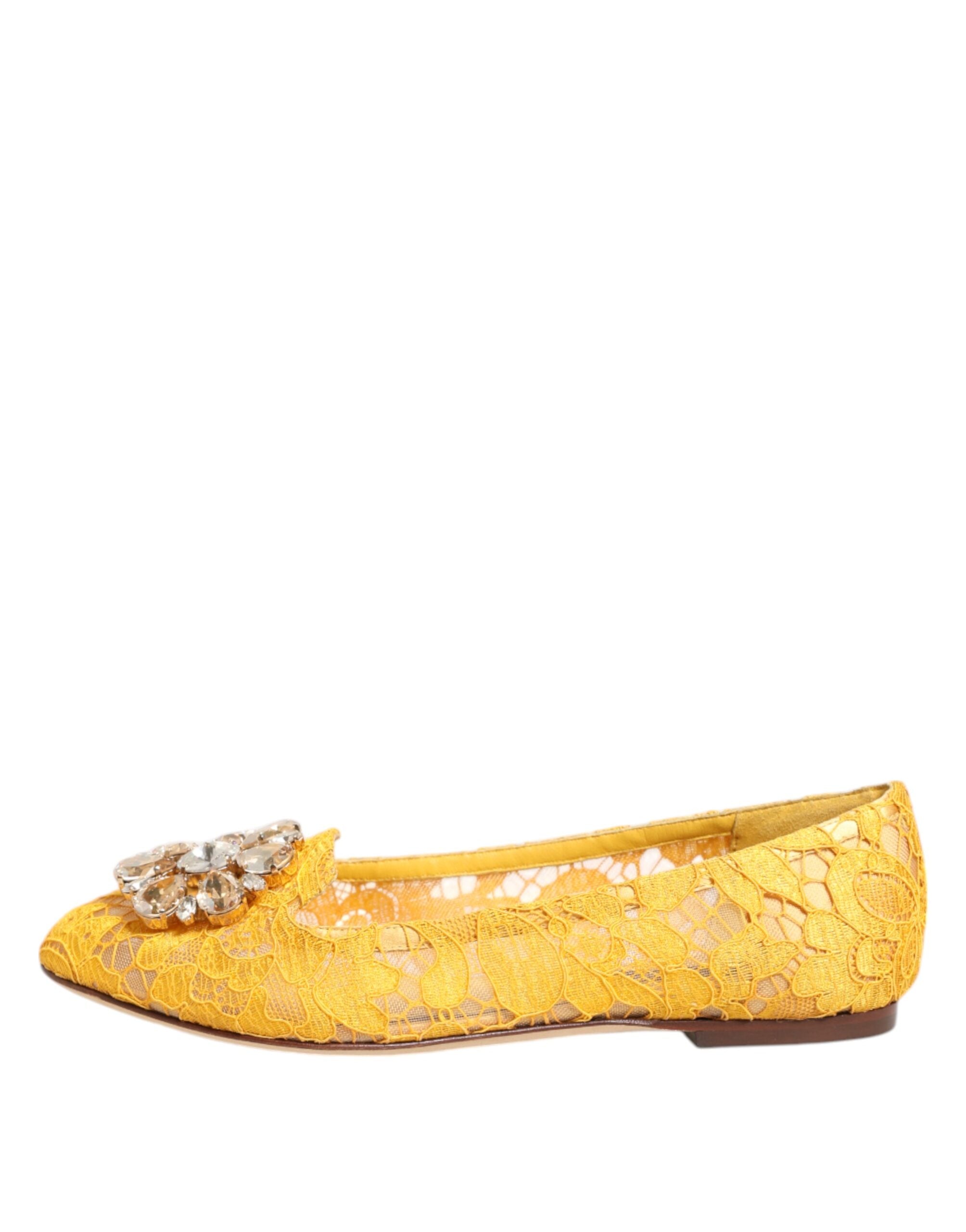 Dolce & Gabbana Gelbe Taormina Spitze Kristalle Ballerinas