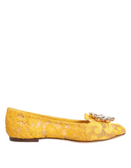 Dolce & Gabbana Gelbe Taormina Spitze Kristalle Ballerinas