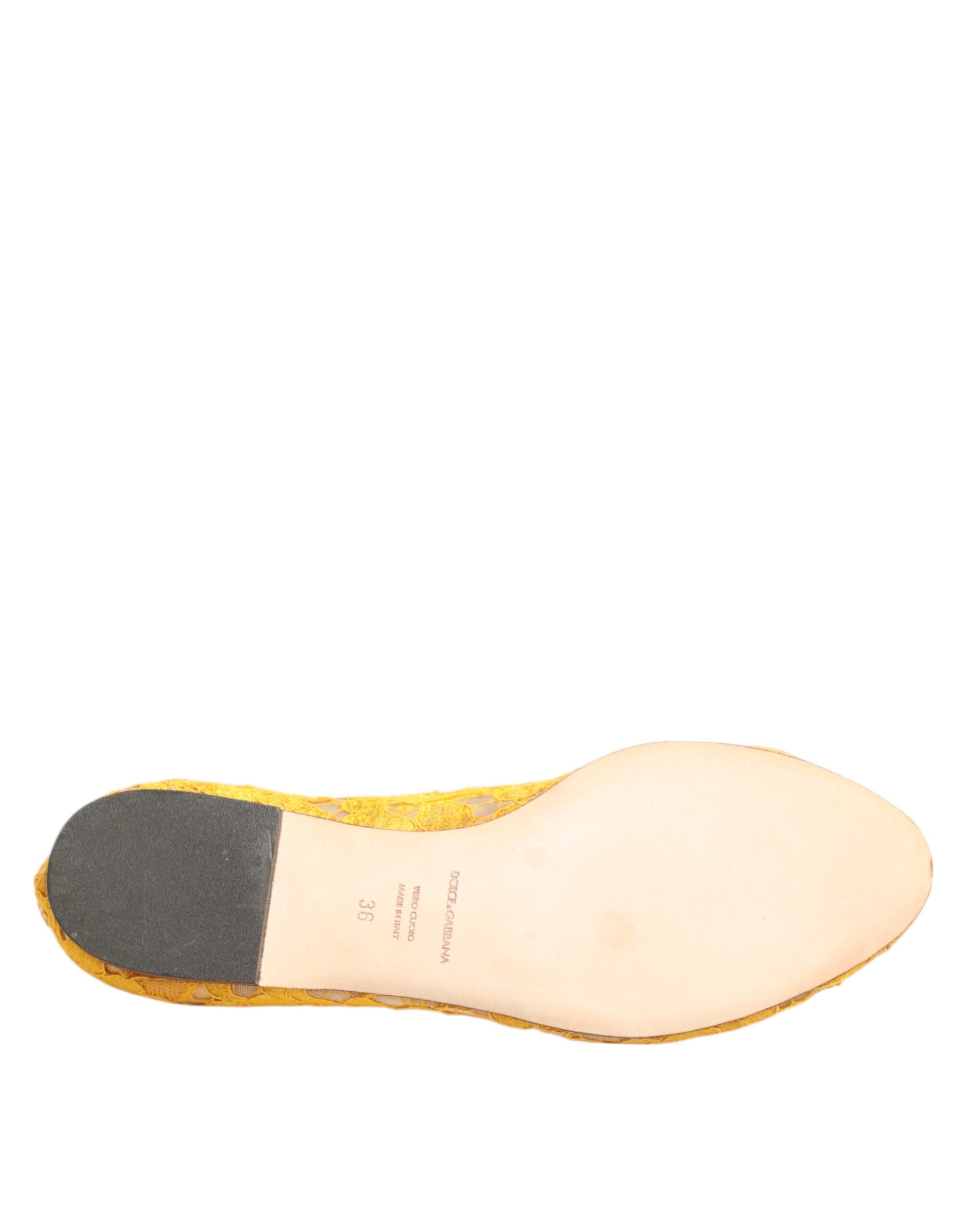 Dolce & Gabbana Gelbe Taormina Spitze Kristalle Ballerinas