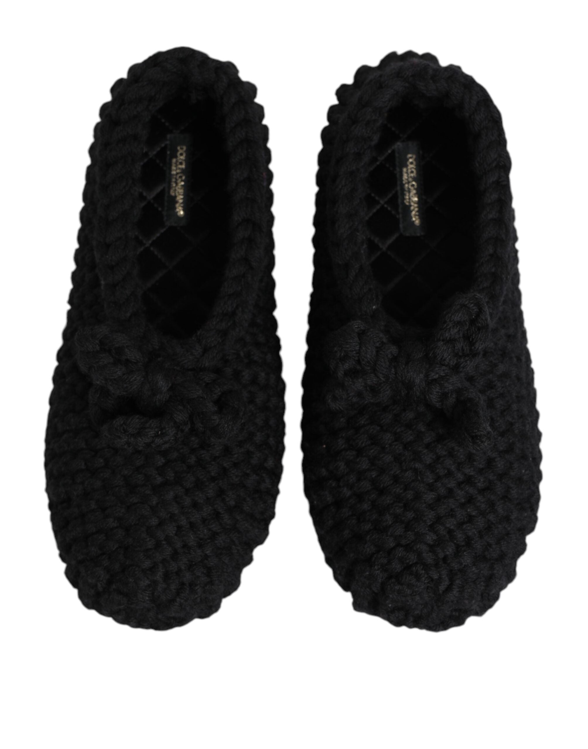 Dolce & Gabbana Schwarze Ballerinas aus Wolle zum Hineinschlüpfen