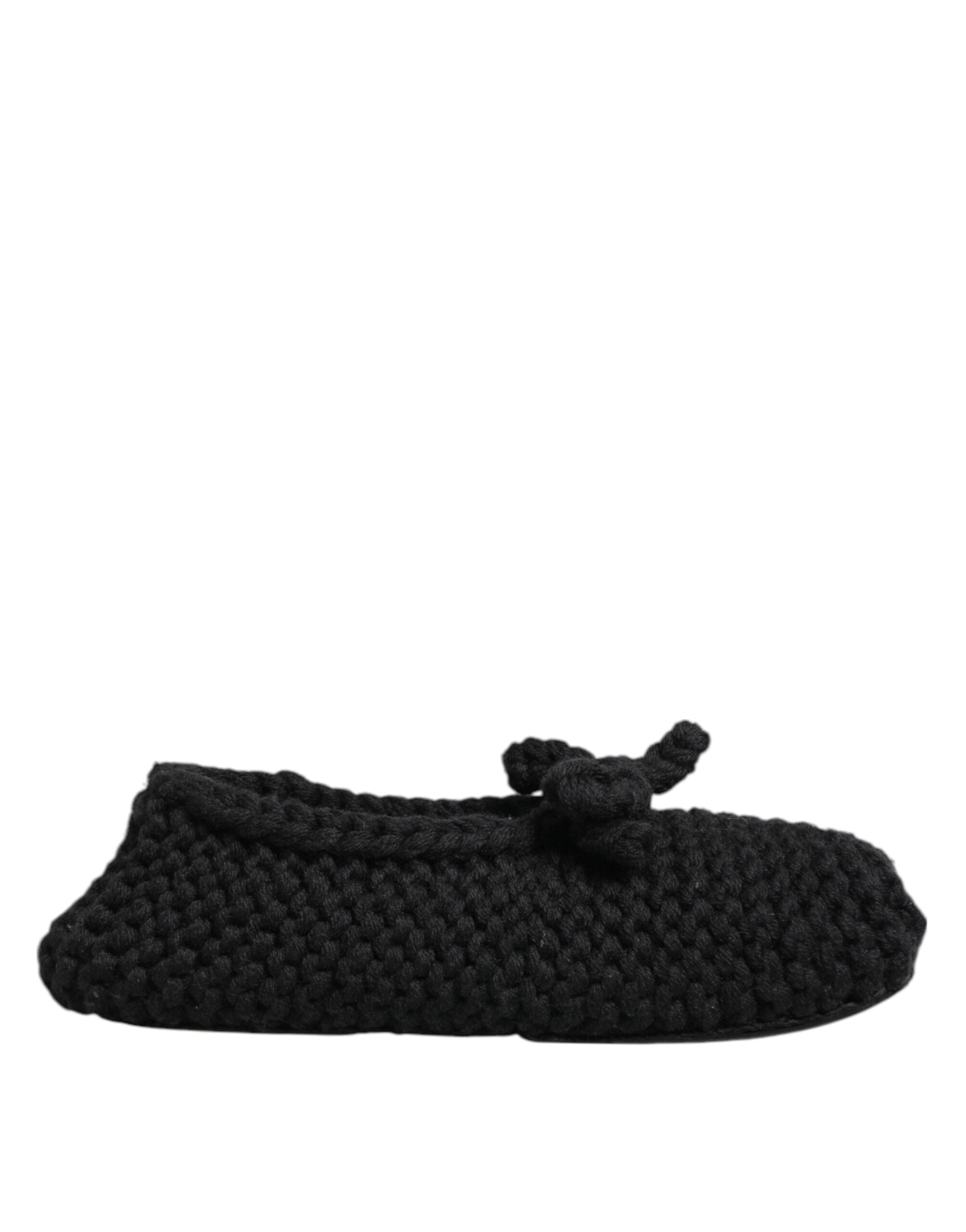 Dolce & Gabbana Schwarze Ballerinas aus Wolle zum Hineinschlüpfen