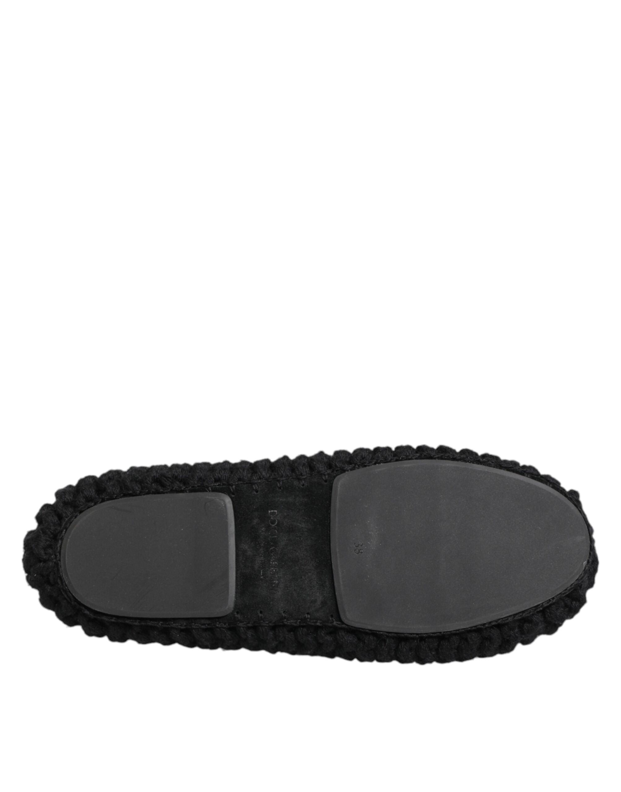 Dolce & Gabbana Schwarze Ballerinas aus Wolle zum Hineinschlüpfen