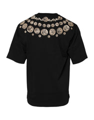 Dolce & Gabbana Zwart T-shirt met Ronde Hals en Muntenprint van Katoen