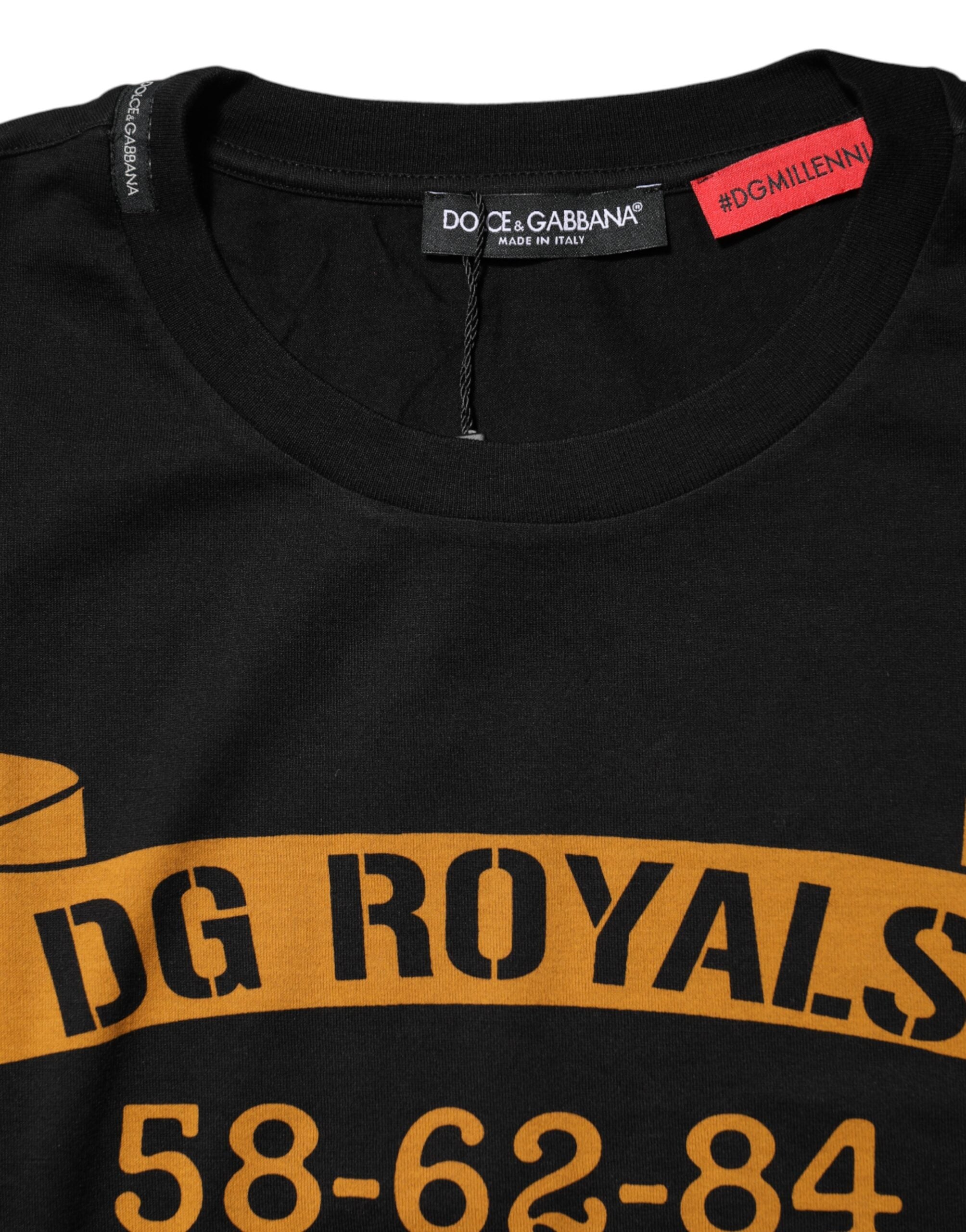 Dolce & Gabbana Zwart DG Royals Katoenen T-shirt met Ronde Hals