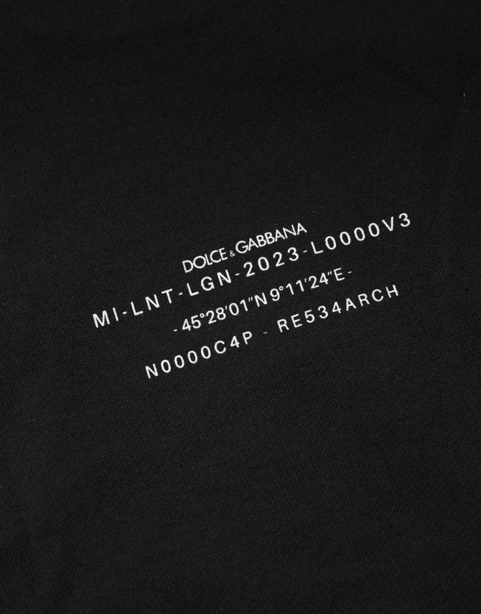 Dolce & Gabbana Schwarzes DG Vib3 bedrucktes Baumwoll-T-Shirt mit Rundhalsausschnitt