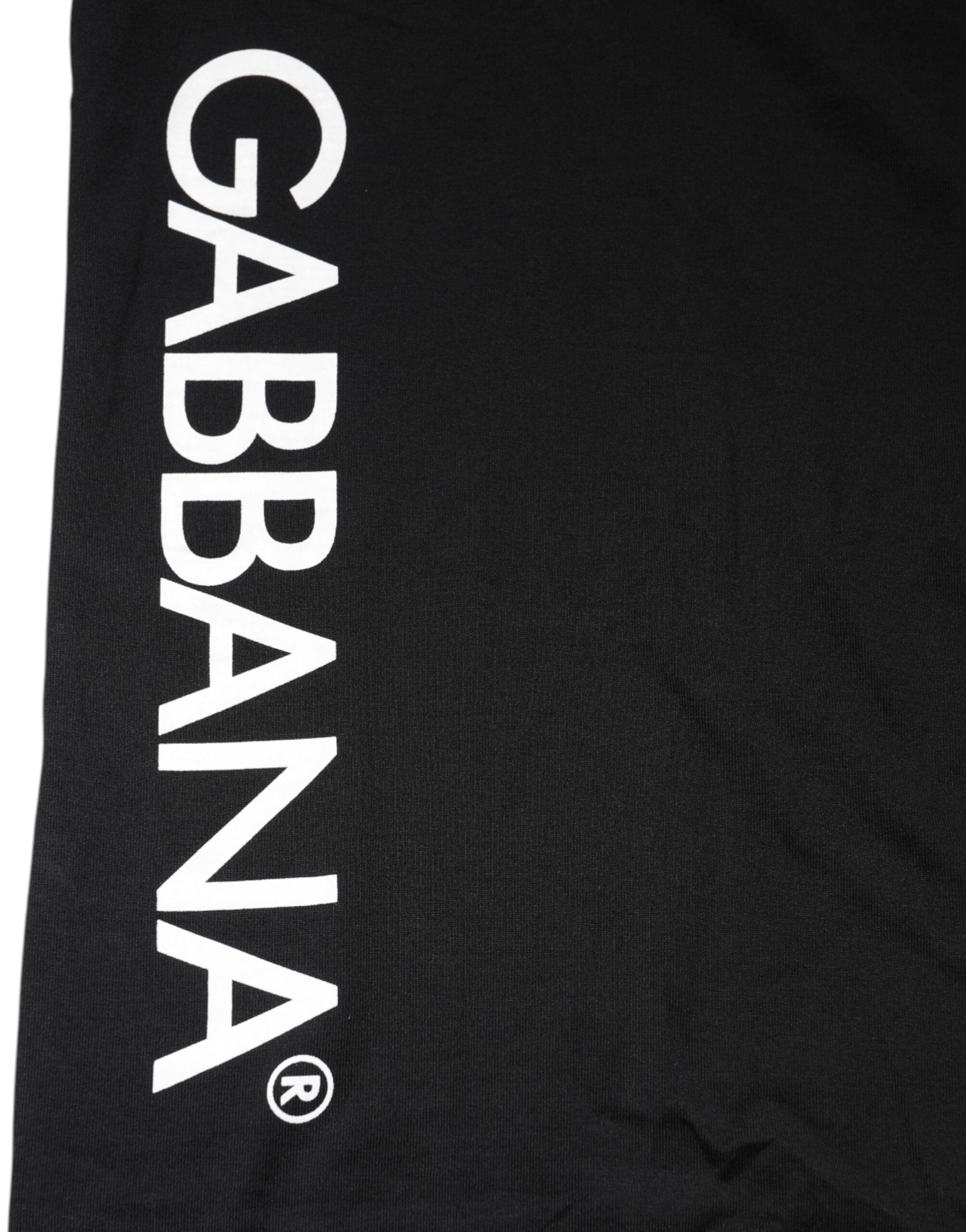 Dolce & Gabbana Schwarzes Baumwoll-Herren-Rundhals-T-Shirt mit Logo-Print