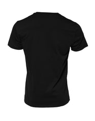 Dolce & Gabbana Zwart Katoenen T-shirt Met Ronde Hals En Logoplaatje