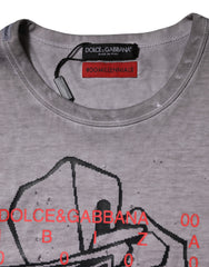 Dolce & Gabbana Gray Graphic Print Cotton Crew Neck T-shirt