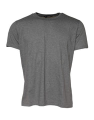 Dolce & Gabbana Graues Baumwoll-T-Shirt mit Rundhalsausschnitt und kurzen Ärmeln