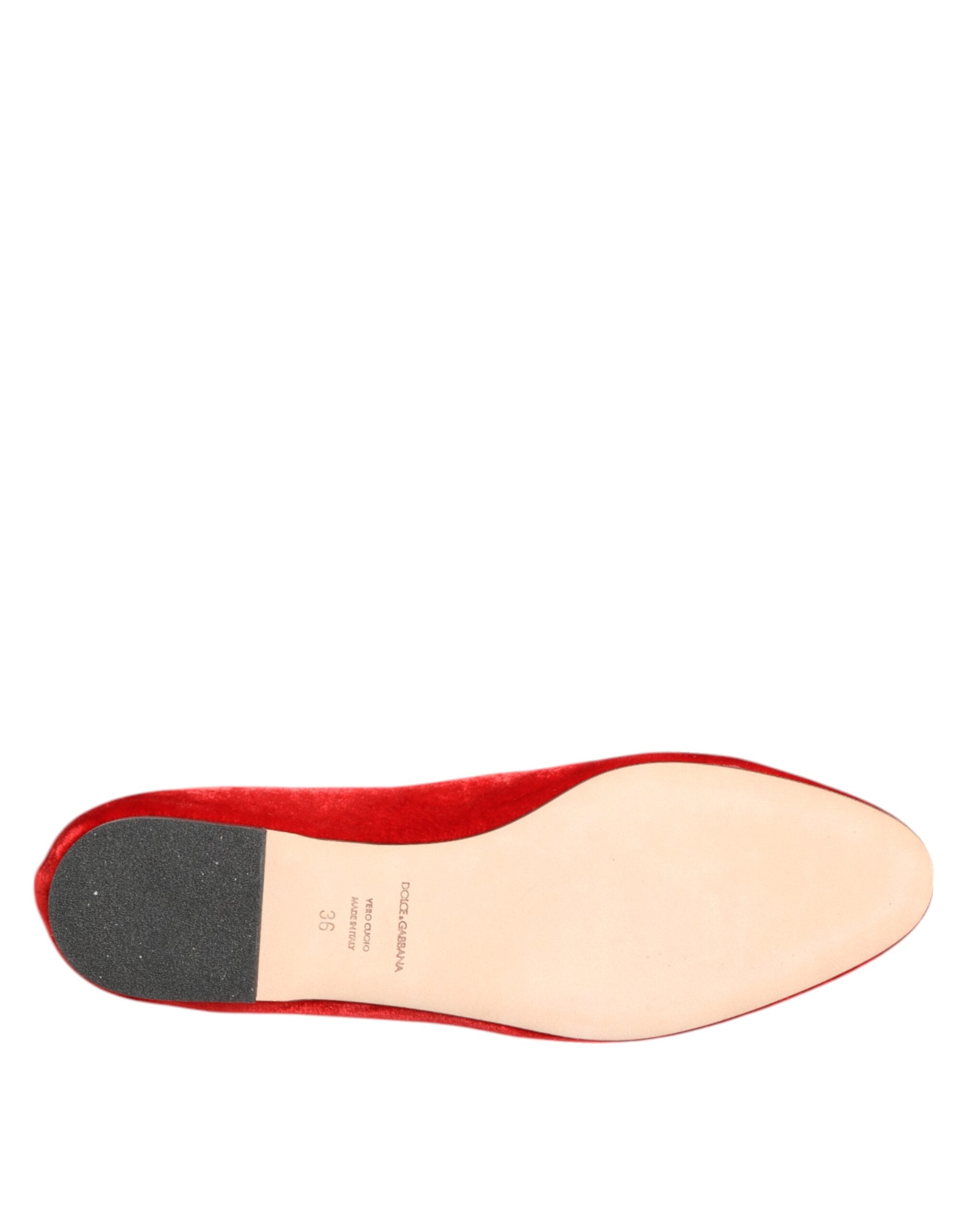 Dolce & Gabbana Rote Samt DG Herz Loafers Flats Schuhe