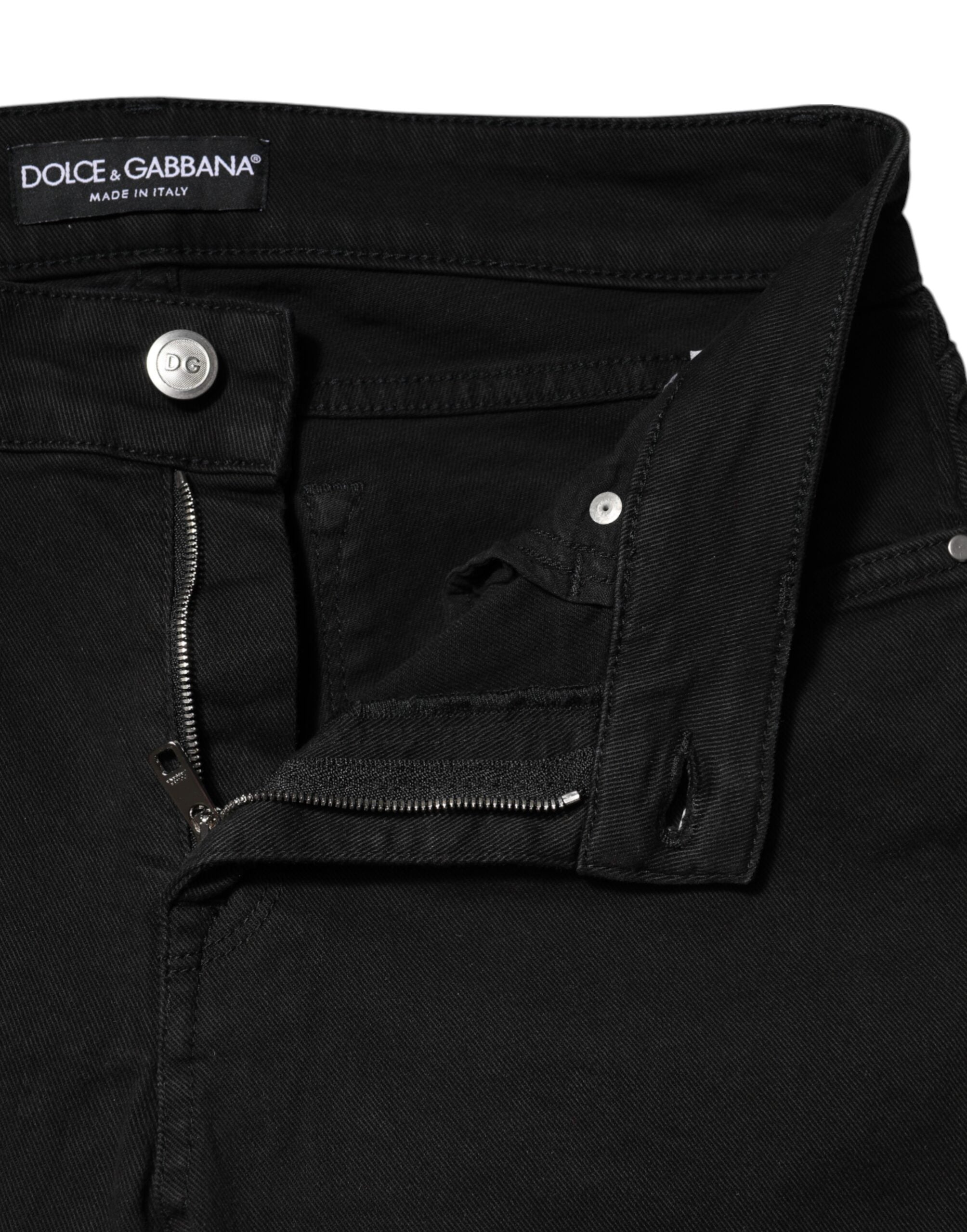 Dolce & Gabbana Schwarze Skinny Mid Waist Jeans aus Baumwolle