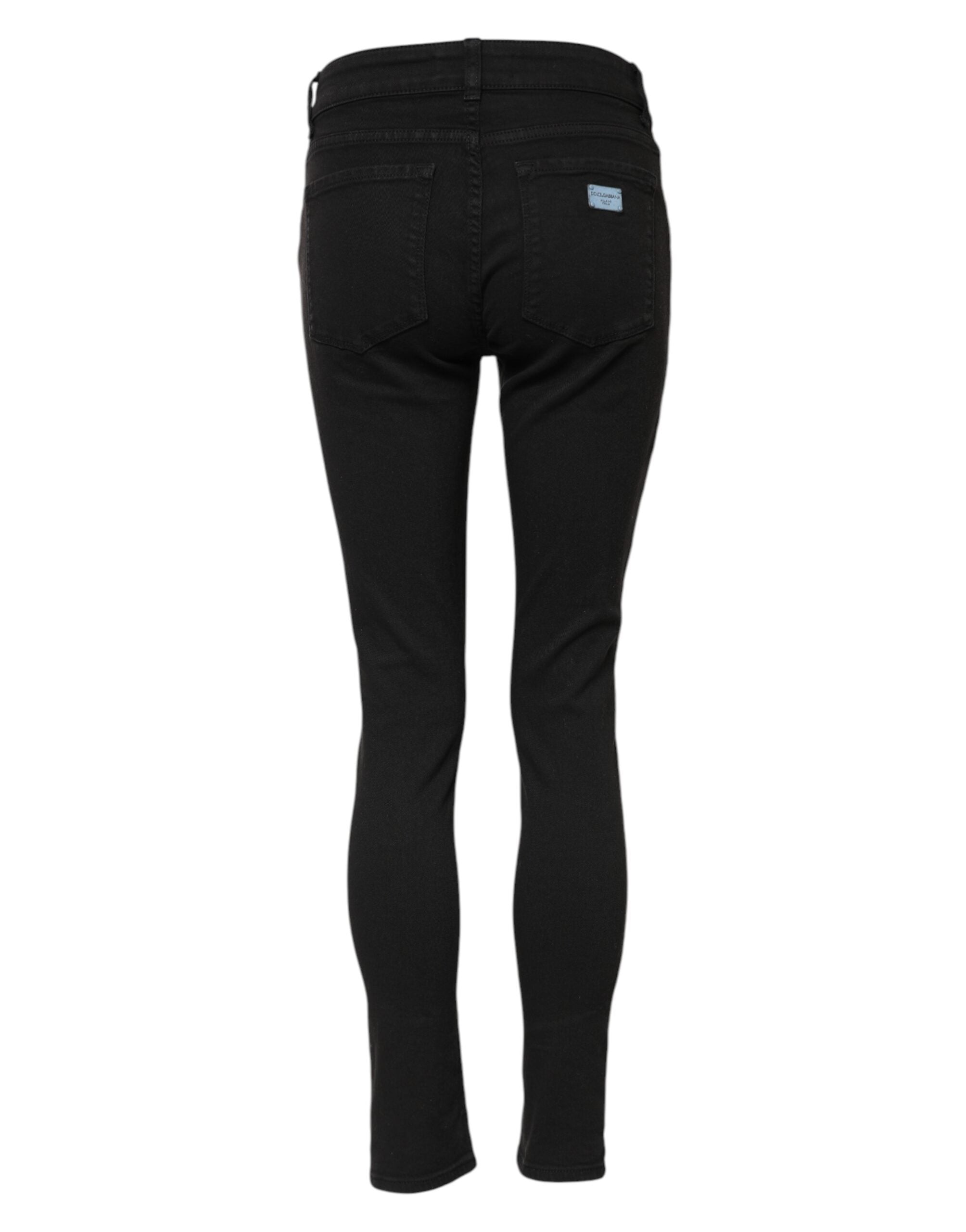 Dolce & Gabbana Schwarze Skinny Mid Waist Jeans aus Baumwolle