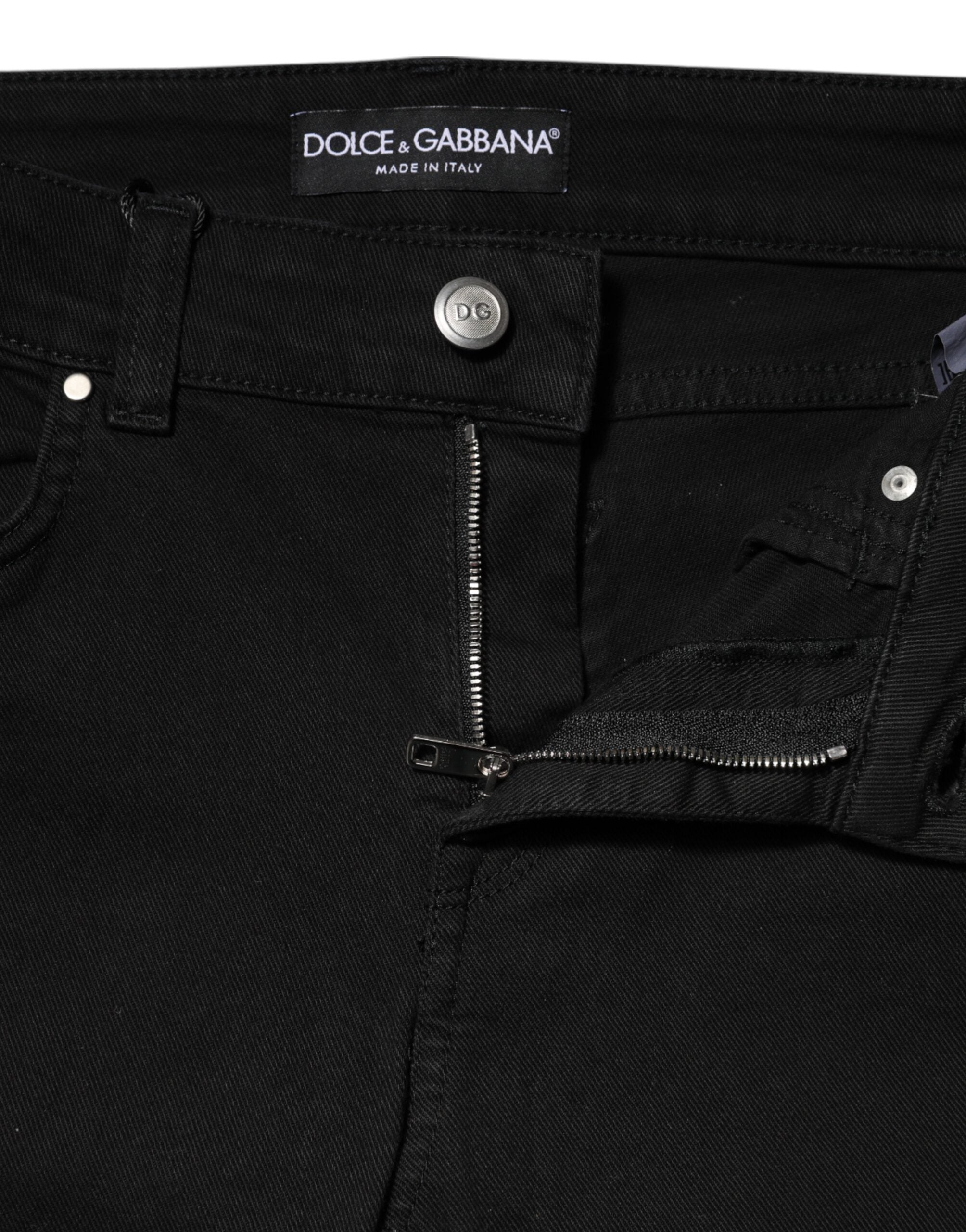 Dolce & Gabbana Schwarze Skinny Mid Waist Jeans aus Baumwolle