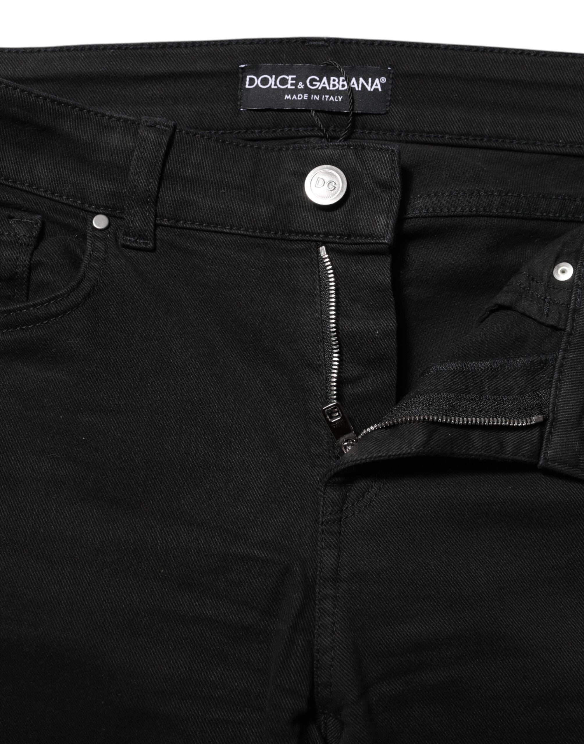 Dolce & Gabbana Schwarze Skinny Mid Waist Jeans aus Baumwolle