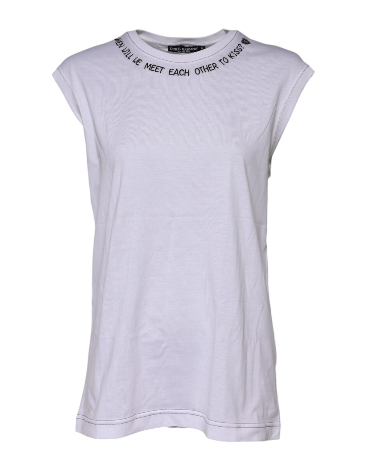 Dolce & Gabbana weißes ärmelloses Tanktop aus Baumwolle mit Print