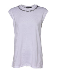 Dolce & Gabbana weißes ärmelloses Tanktop aus Baumwolle mit Print