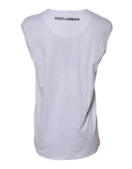 Dolce & Gabbana weißes ärmelloses Tanktop aus Baumwolle mit Print