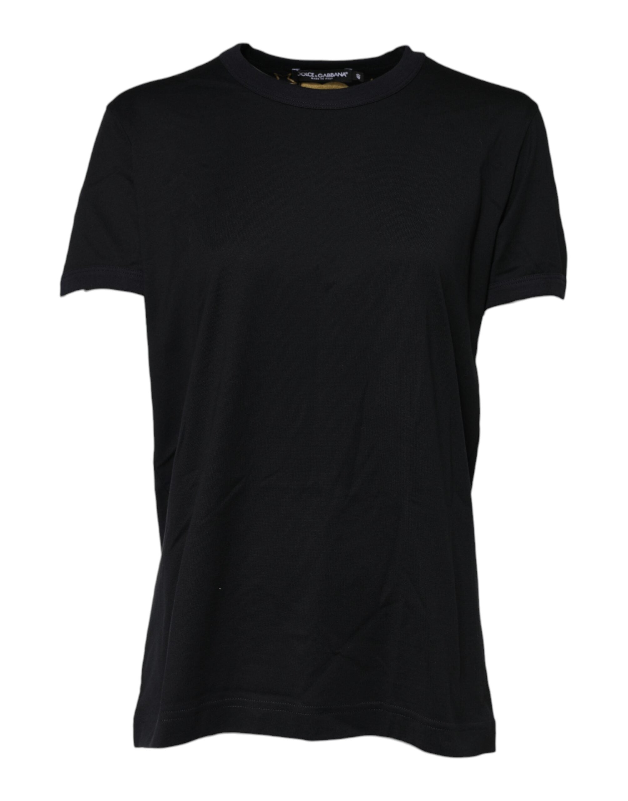 Dolce & Gabbana Schwarzes Baumwoll T-Shirt mit DG-Print und kurzen Ärmeln