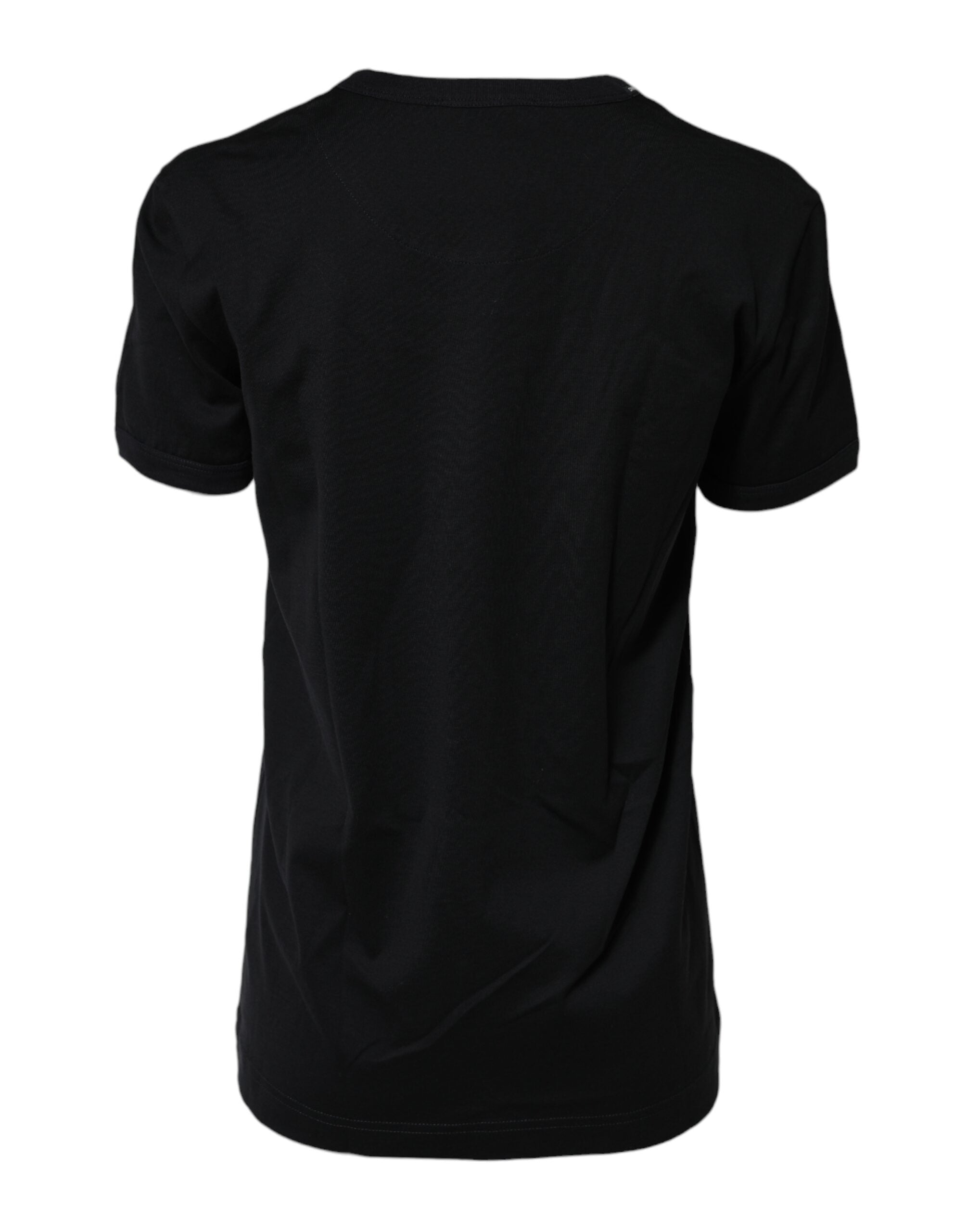 Dolce & Gabbana Schwarzes Baumwoll T-Shirt mit DG-Print und kurzen Ärmeln