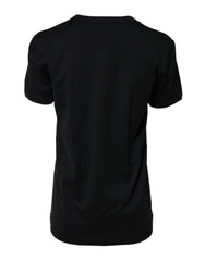 Dolce & Gabbana Schwarzes Baumwoll T-Shirt mit DG-Print und kurzen Ärmeln