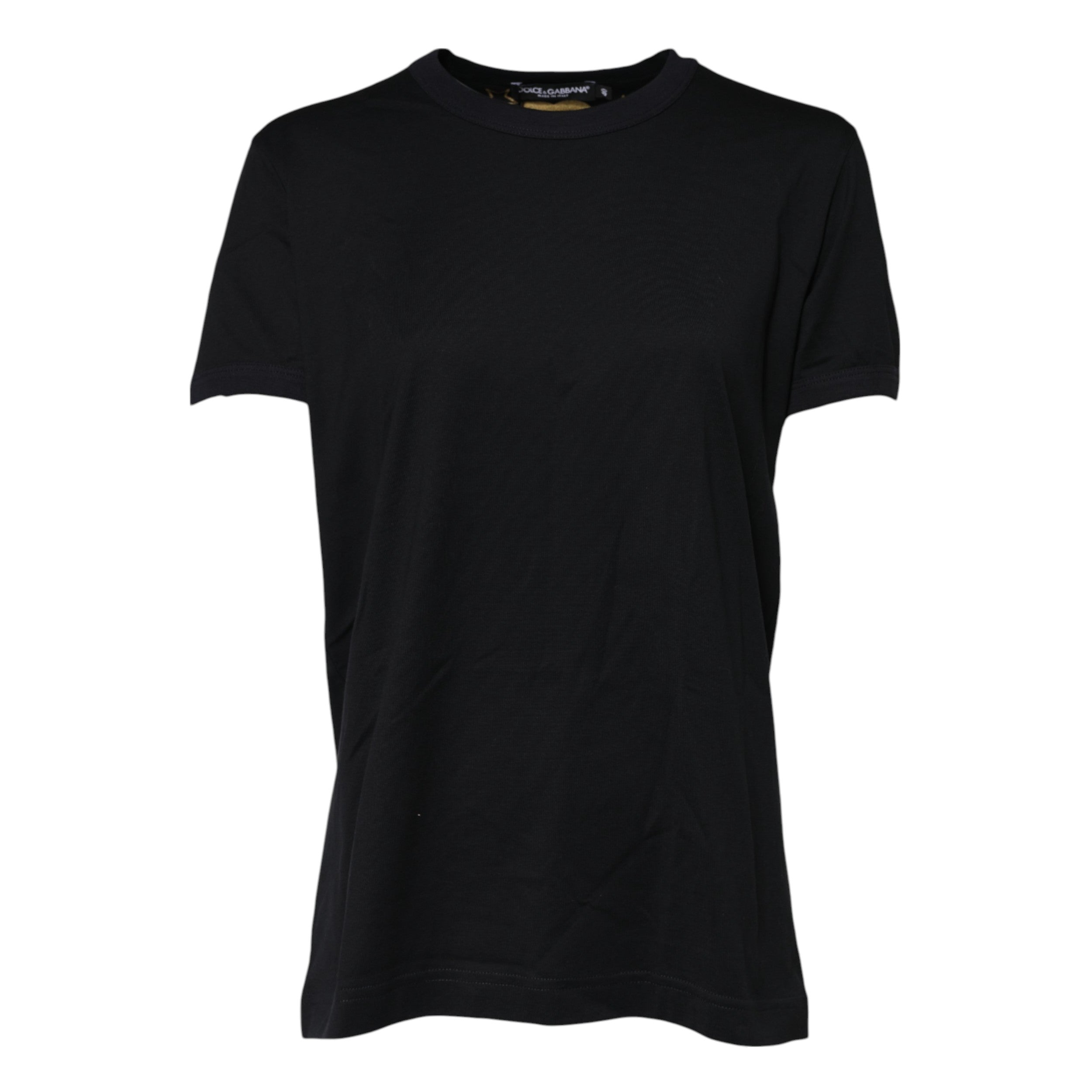 Dolce & Gabbana Schwarzes Baumwoll T-Shirt mit DG-Print und kurzen Ärmeln