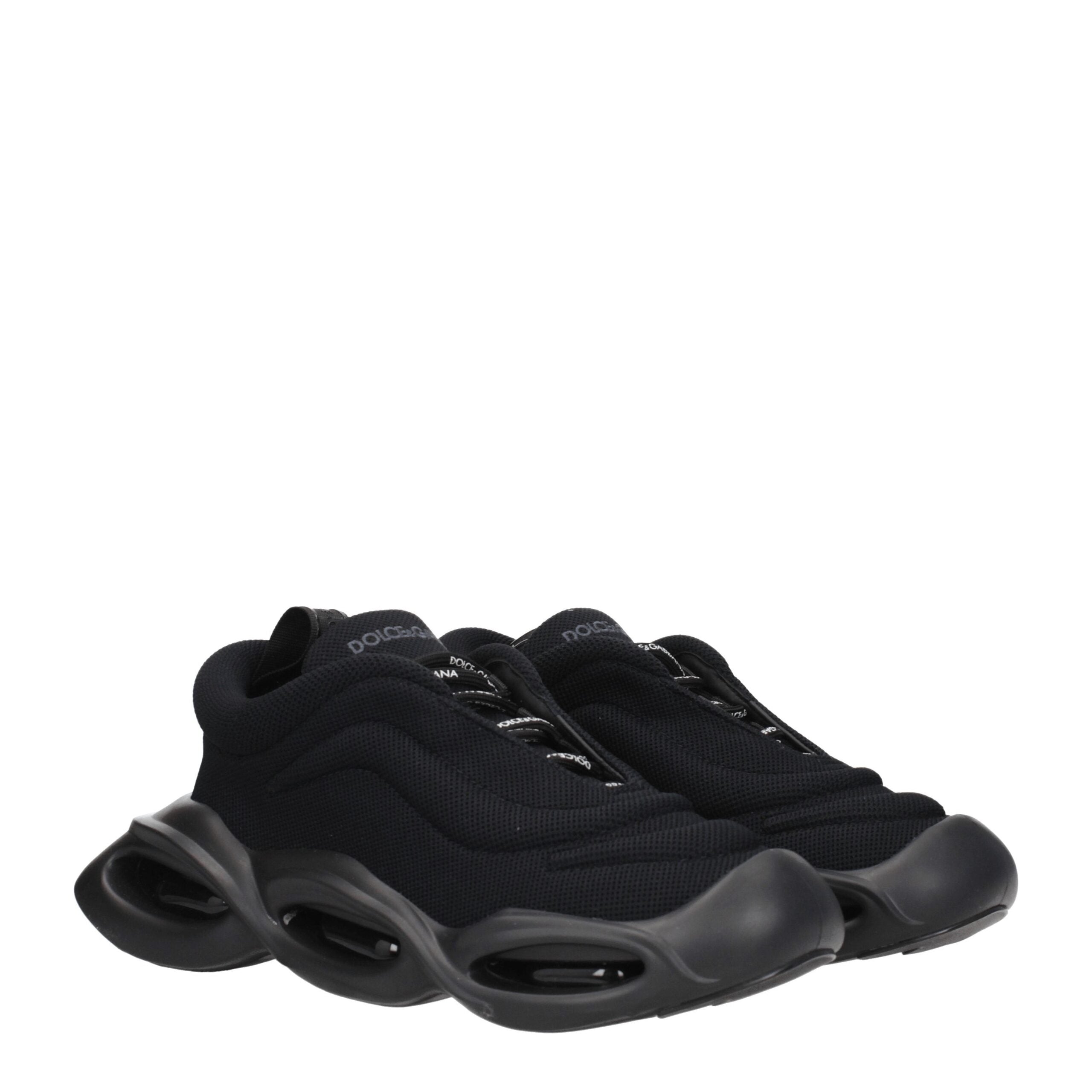 Dolce & Gabbana Zwarte Stoffen Chunky Sneakers