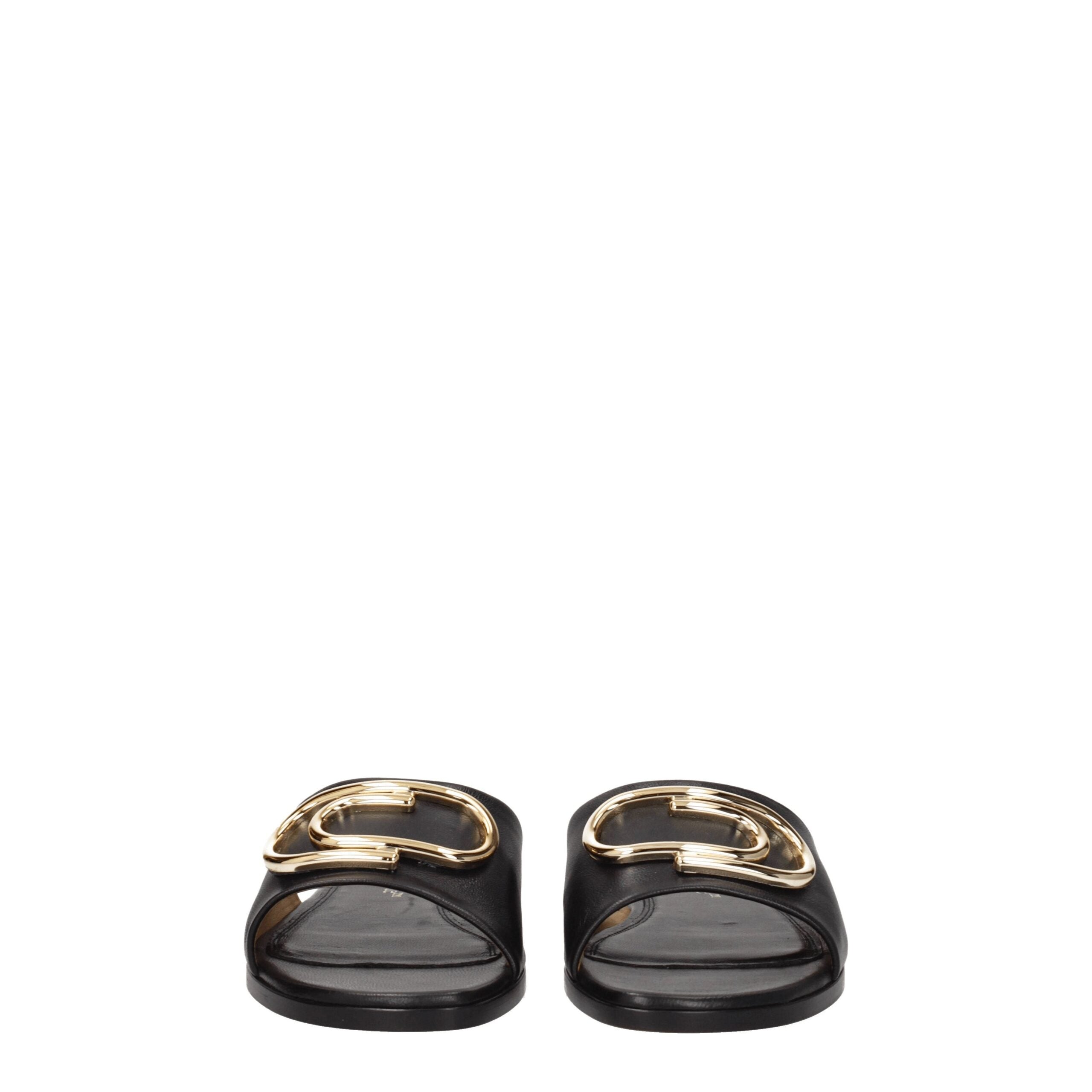 Off-White Zwarte Leren Slippers