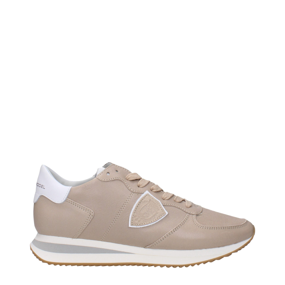 Philippe Model Beige Leather Low Top Sneakers