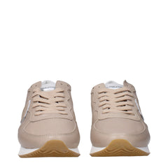Philippe Model Beige Leather Low Top Sneakers