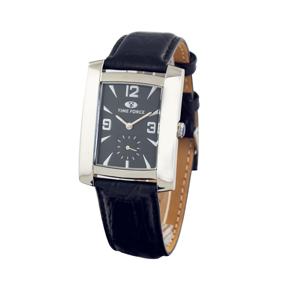 Time Force Schwarze Lederarmbanduhr