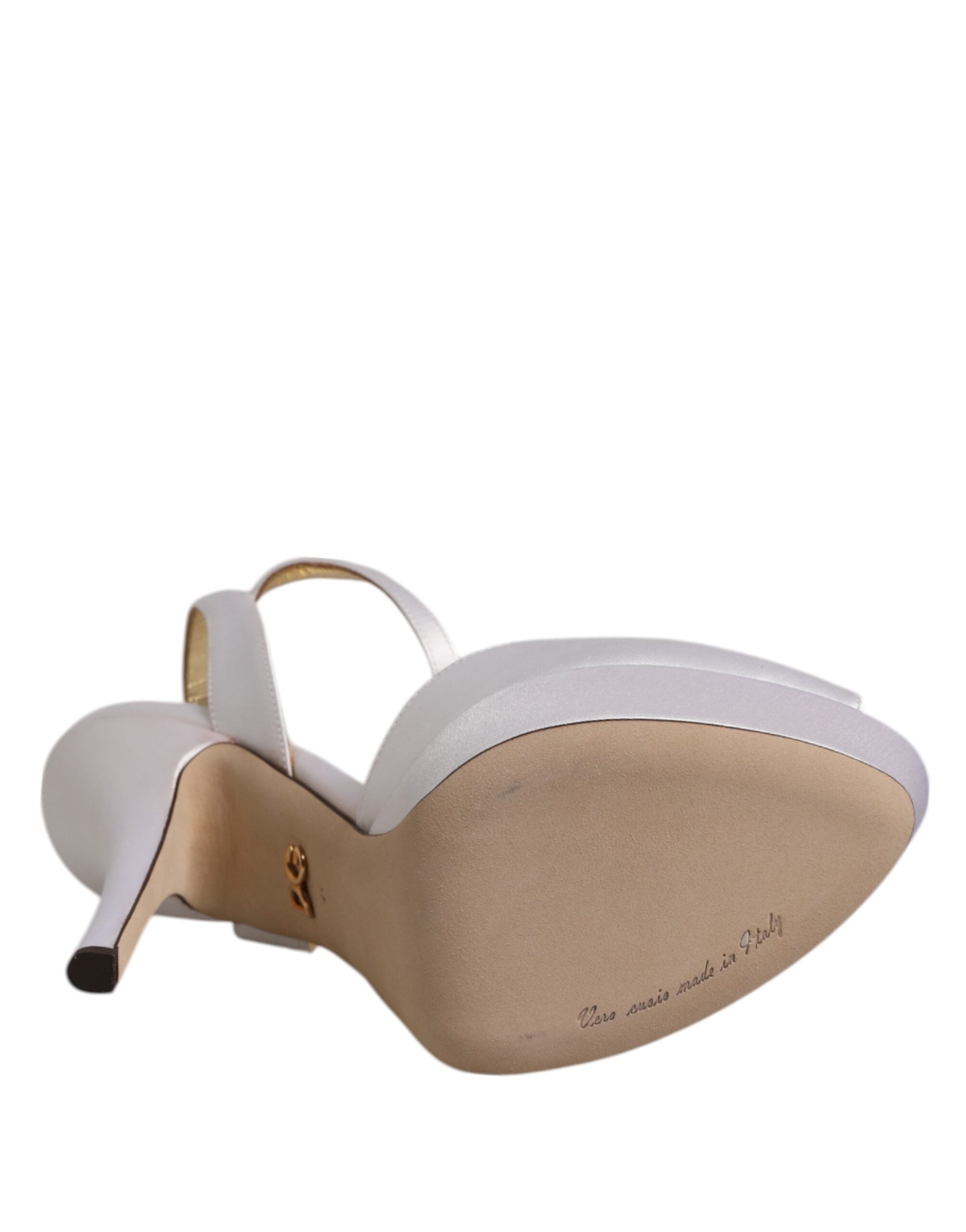 Dolce & Gabbana Weiße Satin Plateau-Heels Sandalen Schuhe