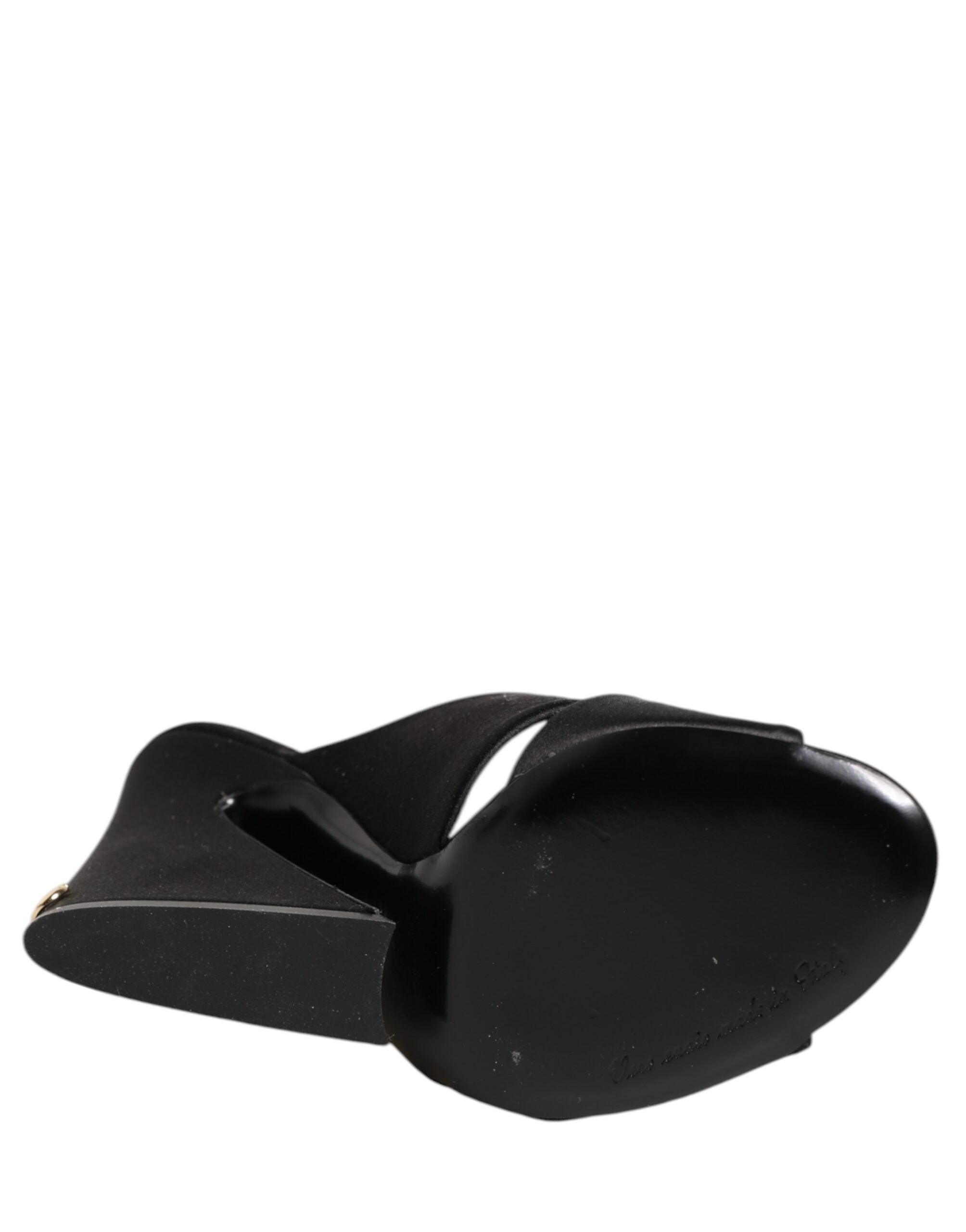 Dolce & Gabbana Schwarze Logo KEIRA Satin-Pantoletten Sandalen Schuhe