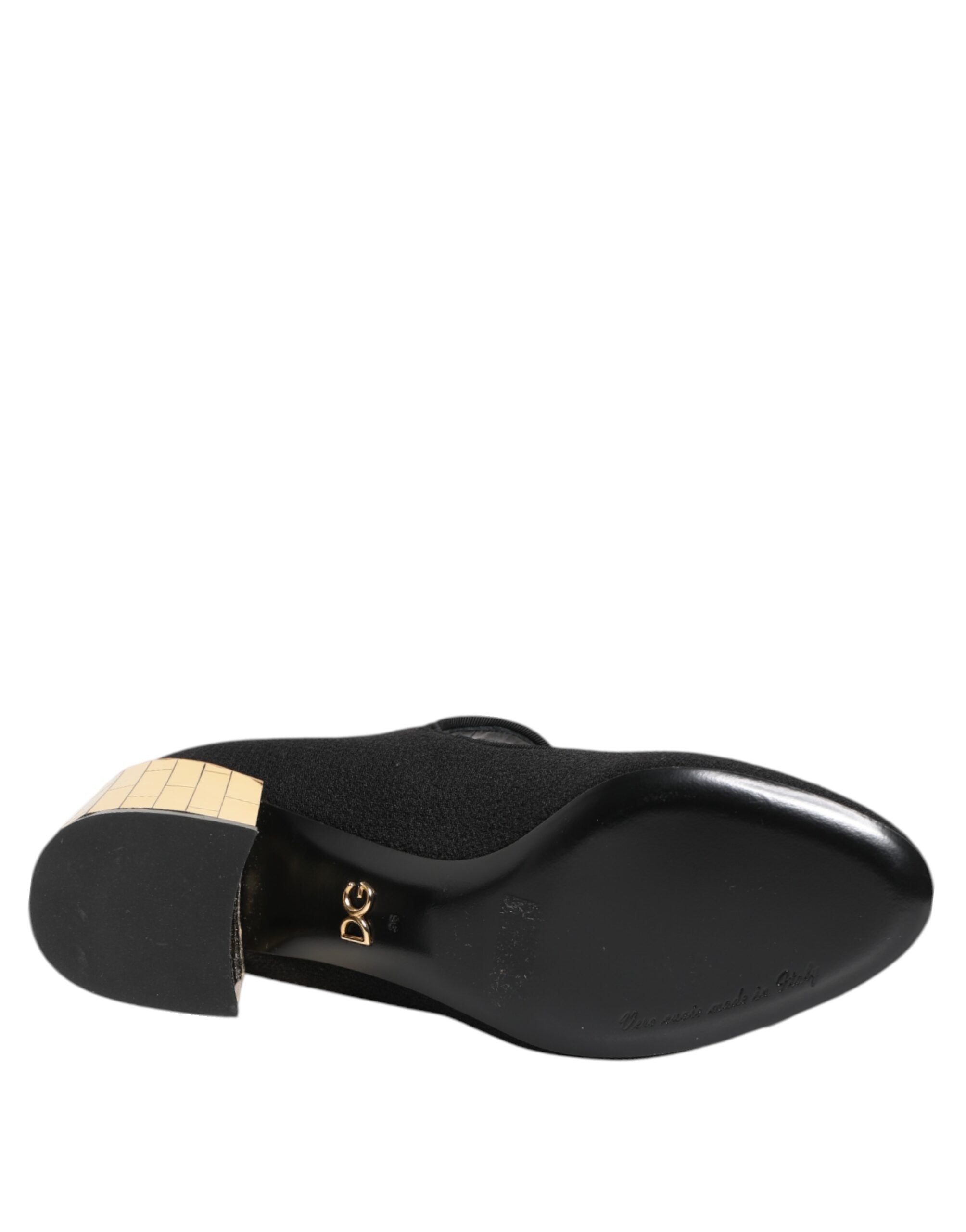Dolce & Gabbana Schwarze Flower Mary Jane Schuhe mit Kristallverzierung