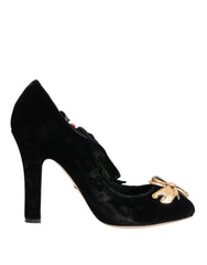 Dolce & Gabbana Schwarze Rosen Kristallbrosche Mary Jane Schuhe